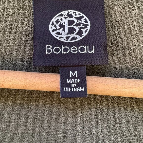 Bobeau Midi Wrap Dress Olive Green Crepe M Classiccore Short Sleeve Preppy VNeck - Picture 5 of 12